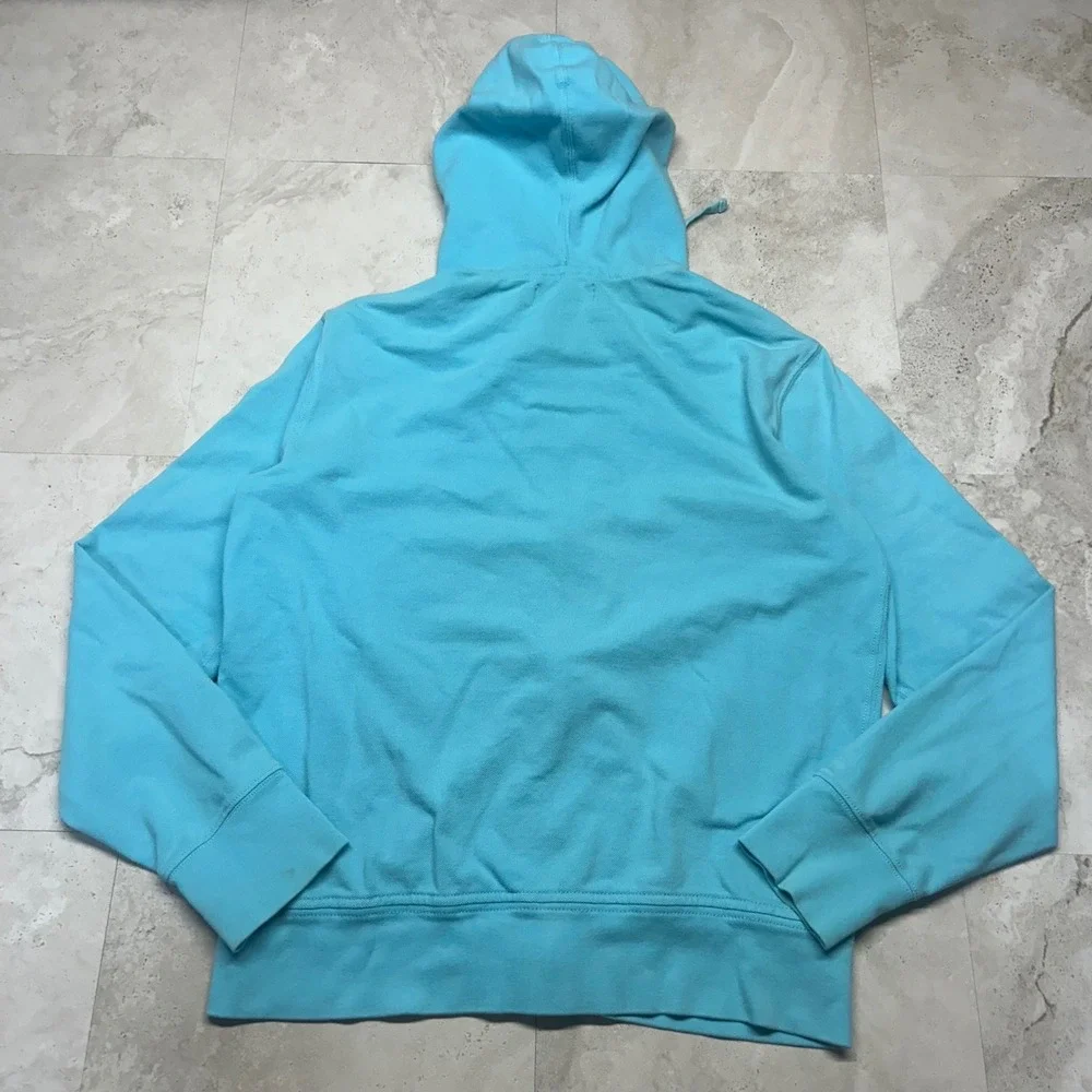Polo Ralph Lauren Zip Up Hoodie Turquoise Blue Mens Size M Pique Cotton Pony